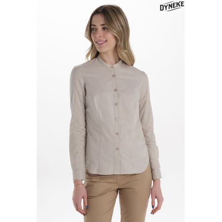 Camisa mujer cuello mao beige