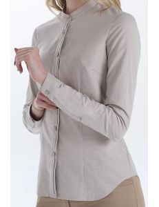 Camisa mujer cuello mao beige