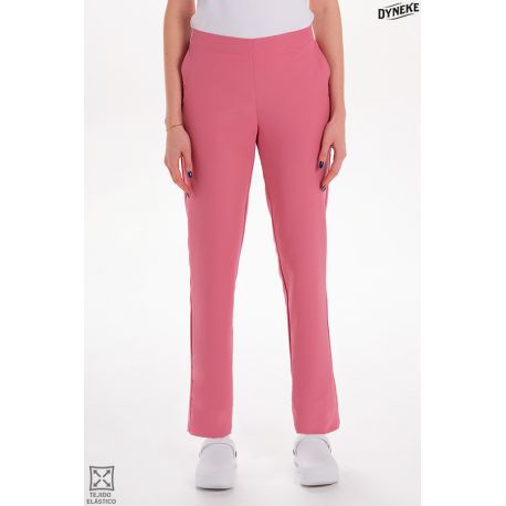 Pantalón elástico rosa mujer con bolsillos