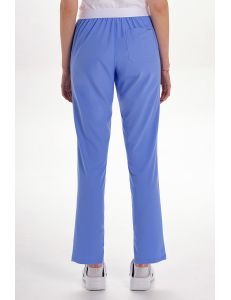 Pantalón elástico azul mujer con bolsillos