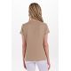 Casaca beige mujer con trabillas raso