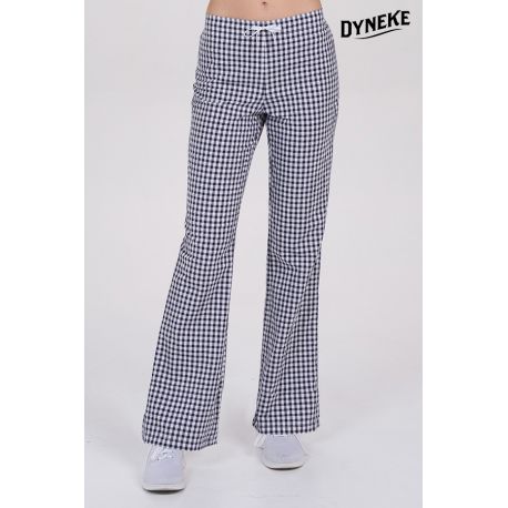 Pantalón mujer cuadro marino cordón
