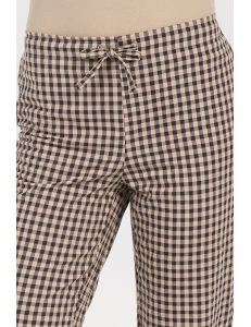 Pantal&oacute;n mujer cuadro marr&oacute;n cord&oacute;n