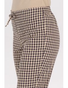 Pantal&oacute;n mujer cuadro marr&oacute;n cord&oacute;n