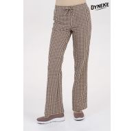 Pantalón mujer cuadro marrón cordón