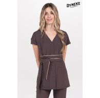 Chaqueta kimono elástica marrón con cinturón
