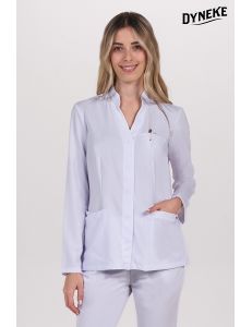 Chaqueta cruzada mujer m/l microfibra blanca