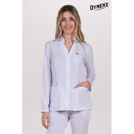 Chaqueta cruzada mujer m/l microfibra blanca