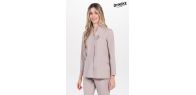 Chaqueta elástica beige sra.cuello mao