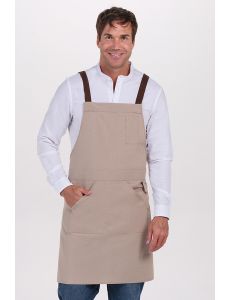 Delantal loneta beige bolsillo canguro