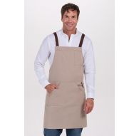 Delantal loneta beige bolsillo canguro