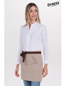 Delantal corto beige bolsillo canguro
