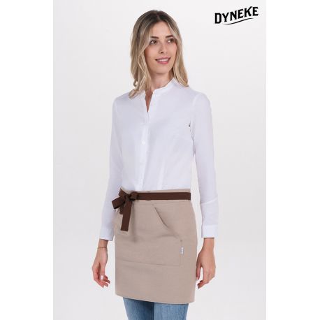 Delantal corto beige bolsillo canguro