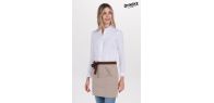 Delantal corto beige bolsillo canguro