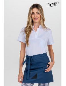 Delantal corto azul detalle polipiel