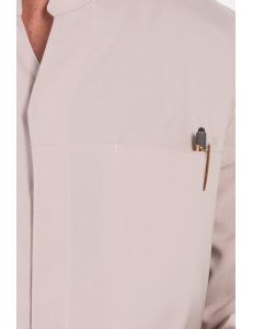 Chaqueta caballero el&aacute;stica beige cuello mao