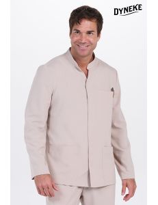 Chaqueta caballero elástica beige cuello mao