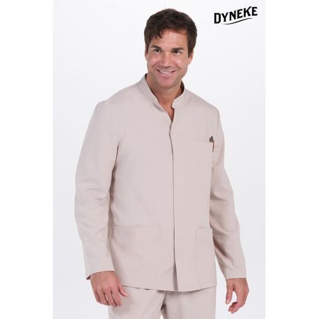 Chaqueta elástica beige sra.cuello mao