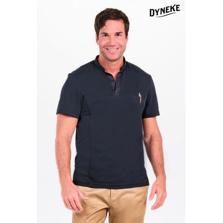 Polo hombre cuello mao pique negro