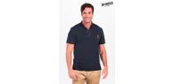 Polo hombre cuello mao pique negro