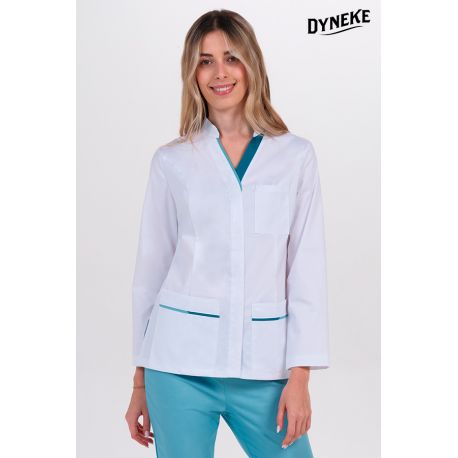 Chaqueta mujer doble vivo aguamarina cremallera m/l