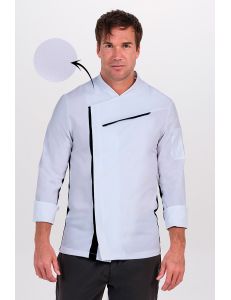 Chaqueta cocinero blanca con rejilla negra
