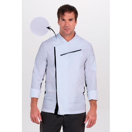 Chaqueta cocinero blanca con rejilla negra