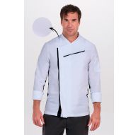 Chaqueta cocinero blanca con rejilla negra