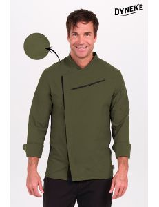 Chaqueta cocinero caqui con rejilla negra
