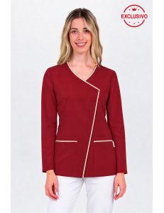 Chaqueta elástica m/l mujer granate con vivo
