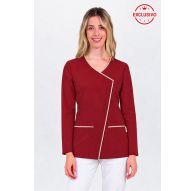 Chaqueta elástica m/l mujer granate con vivo
