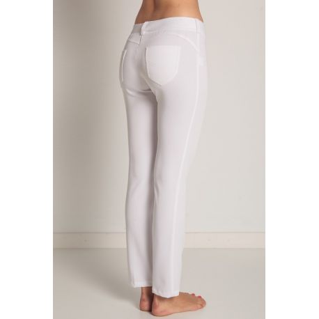 Pantalón estetica y farmacia señora push up blanco dyneke