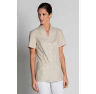 Chaqueta para sanidad, estética y comercio escote alto beige Dyneke