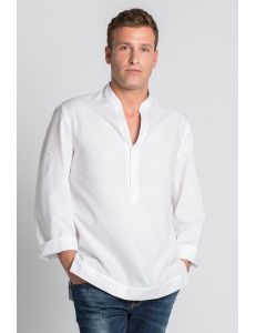 Camisa de hostelería y comercio estilo ibicenco en blanco