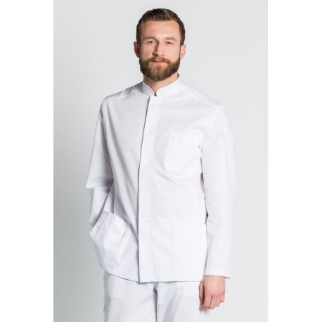 chaqueta blanca hombre manga larga con corchete sanidad y estetica dyneke