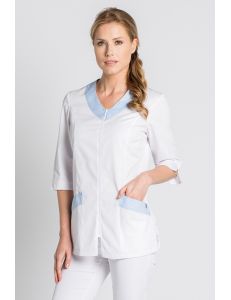 Chaqueta contraste azul para comercio y estética con manga 3/4 Dyneke