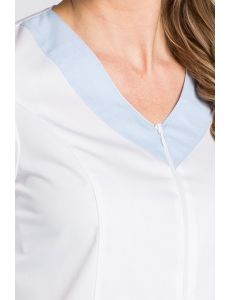 Chaqueta contraste azul para comercio y estética con manga 3/4 Dyneke
