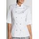 Chaqueta para cocinera de manga 3/4 blanca dyneke