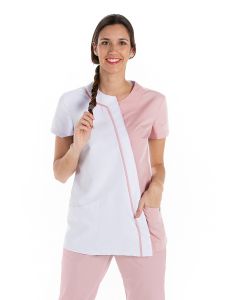 Chaqueta mujer microfibra asimetrica rosa