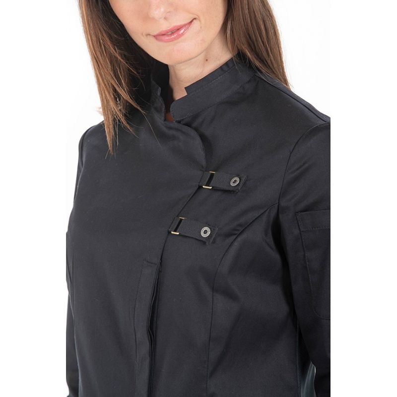 chaqueta negra detalle para hosteleria manga larga dyneke