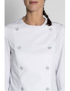 Chaqueta para hostelería sin cuello blanca
