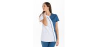Chaqueta mujer microfibra asimetrica azul